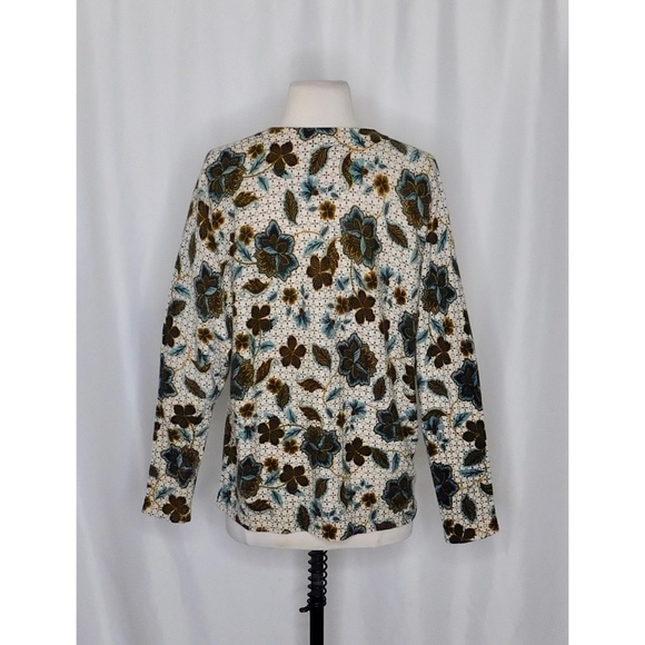 GARNET HILL Cashmere Floral V Neck Sweater Pullover Dolman Knit Cottage Small - Picture 7 of 12